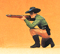 Wild West Figures - Cowboys & Trappers 1/25 Scale -- Kneeling Cowboy Firing Rifle