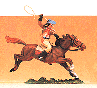 Wild West Figures - Cowboys & Trappers 1/25 Scale -- Mounted Cowboy Throwing Rope