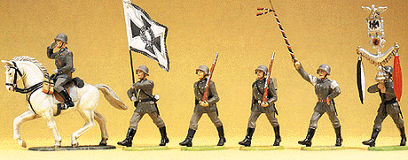 German Armed Forces Figures 1935-1945: Wehrmacht Honor Guard Marching: 1:25 -- Officer Riding Saluting