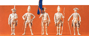 Unpainted Prussian Soldiers 1/24 Scale -- Standing Officers, Flag Bearer, Soldier