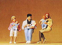 Painted Figure Sets #1 Gauge (1/32 or 3/8" Scale) -- Seated Parents w/Babies