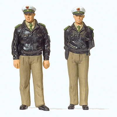 Standing Policemen -- 2 Officers in Green Federal Republic of Germany Uniforms