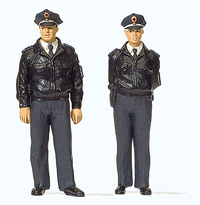 Standing Policemen -- 2 Officers in Blue Federal Republic of Germany Uniforms