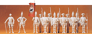 Prussian Army Figures Circa 1756, Unpainted -- Officers & Troops