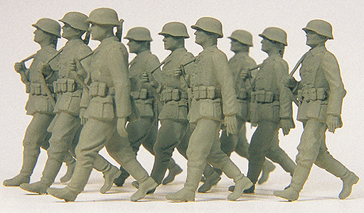 Military - Former German Army WWII - Unpainted Figure Sets -- Grenadiers Marching in Step pkg(9)