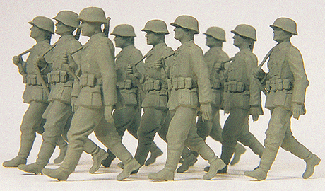 Military - Former German Army WWII - Unpainted Figure Sets -- Grenadiers Marching in Step pkg(9)
