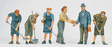Military - Europe WWII - Unpainted Figure Sets -- Women Digging in Ruins