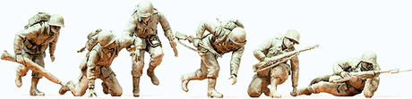US Army WWII D-Day June 6, 1944 Unpainted Figures -- Advancing Infantry #1 pkg(6)