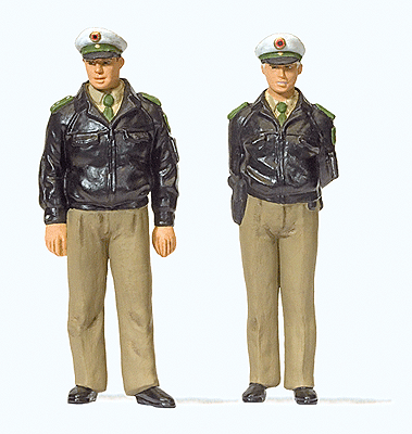 Standing Policemen -- 2 Officers in Green Federal Republic of Germany Uniforms