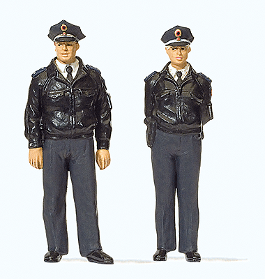Standing Policemen -- 2 Officers in Blue Federal Republic of Germany Uniforms