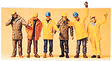 1/50 Scale Figures -- Modern Workmen w/Outdoor Clothing pkg(6)