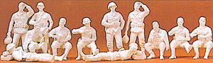 1/72 Military - Former German Army WWII - Unpainted Figures -- German Infantry Resting pkg(12)