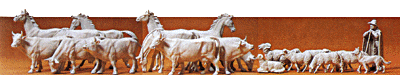 Unpainted Figures 1/72 -- Horses, Cows, and Sheep pkg(22)