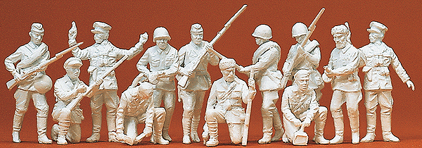 Military (1:72) - Soviet Union WWII - Unpainted Figures -- Infantry Riflemen & Partisans pkg(12)