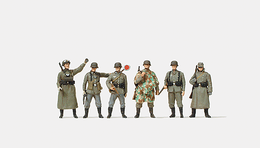 Former German Army WWII Figures -- Military Police Guard pkg(6) w/Accessories, Unpainted