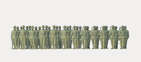 Former German Army WWII Figures -- Infantry Riflemen Lined Up pkg(36), Unpainted