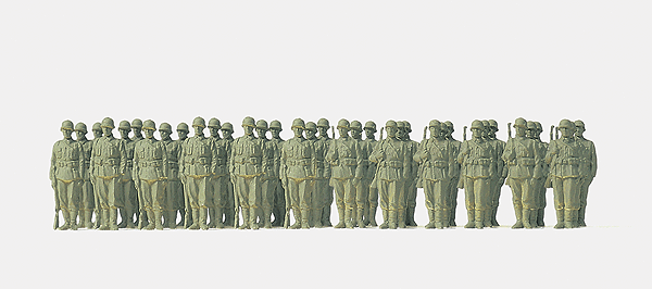 Former German Army WWII Figures -- Infantry Riflemen Lined Up pkg(36), Unpainted