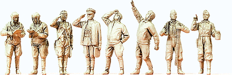 Soviet Union WWII Unpainted Figures -- Pilots & Ground Crew pkg(8)