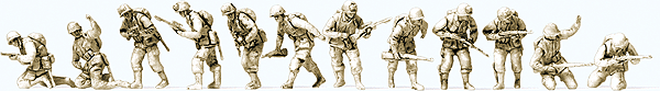 WWII United States Unpainted Figure Set - Kit -- US Airborne Troops D-Day pkg(12)