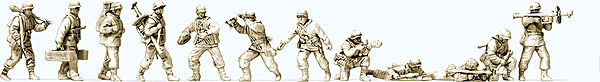 WWII Germany Unpainted Figure Set - Kit -- Anti Tank Crew in Winter Uniforms pkg(12)