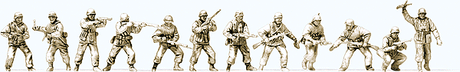 WWII Germany Unpainted Figure Set - Kit -- Infantry Riflemen in Battle pkg(12)
