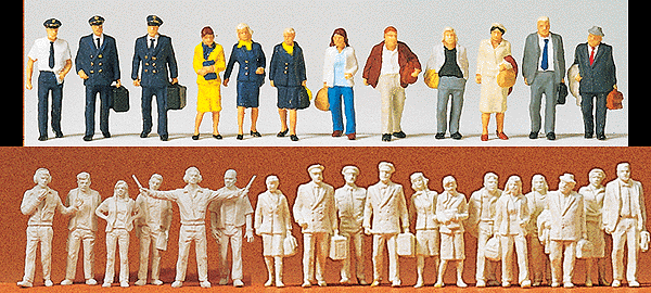 Workers/Travelers (1:144) - Unpainted -- Civil Airline Personnel & Travelers pkg(18)