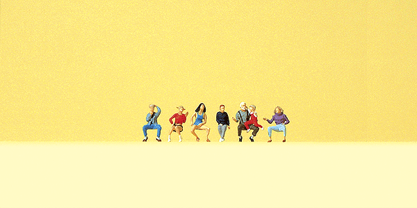 Pedestrians -- Seated Grandfather & Children pkg(6)