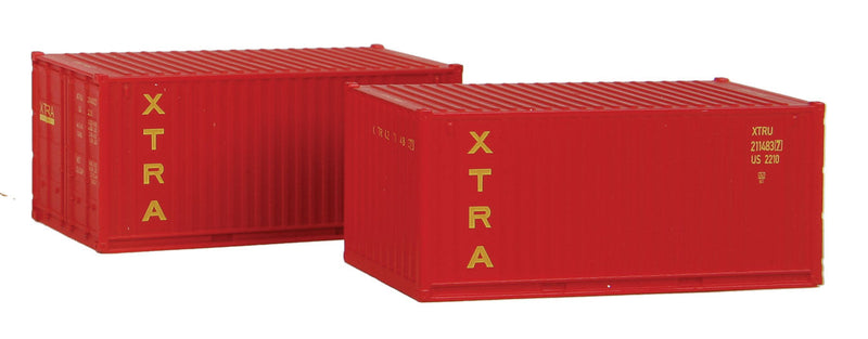 20' Container 2-Pack - Ready to Run -- XTRA Leasing (red, yellow)