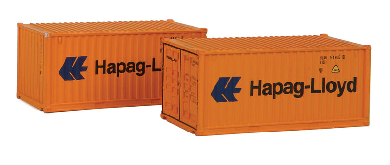 20' Container 2-Pack - Ready to Run -- Hapag-Lloyd (orange, blue, black)