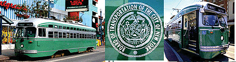 San Francisco F Line PCC Streetcar Powered -- Brooklyn, Board of Transportation New York City #1053 (medium green, silver)