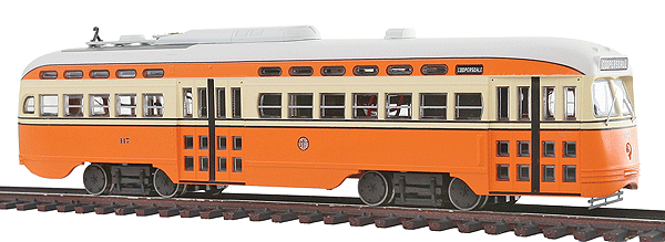 Executive Line Post-War PCC Streetcar - Standard DC -- Johnstown, Pennsylvania #417 w/Small Roof Vents (orange, white)
