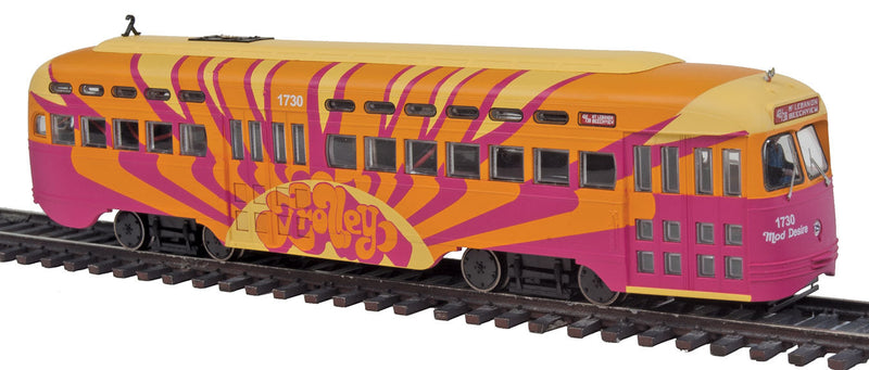 Post-War PCC Street Car - Standard DC - Executive Line -- Pittsburgh, PA #1730 (Mod Desire orange, magenta, 42/38 Mt Lebanon Beechview