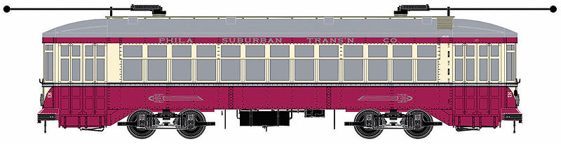 2-Truck Streetcar w/Tsunami Sound & DCC - Executive Line -- Philadelphia Red Arrow Line #25 (red, white; 69th St. Terminal & Llanerch)