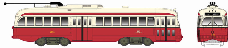 Kansas City-Style Post-War PCC Streetcar w/LokSound & DCC - Executive Line -- Toronto Transit Commission #4777 (maroon, cream, Dest: Earlscourt Lansdowne)