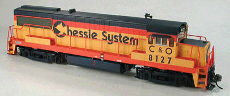 Executive Line Diesel GE U25B Powered No Sound DCC Ready Assembled -- Chessie System C&O #8127 (yellow, blue, vermillion)