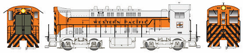 Executive Line Diesel Baldwin VO-1000 Phase 2 - Tsunami Sound & DCC Equipped -- Western Pacific #585 (silver, orange, black)