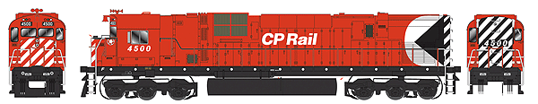 Executive Line Diesel MLW/Alco C-630M - Standard DC -- Canadian Pacific #4500 (Action Red, white, 8" Stripes, black Sill, No Dots)