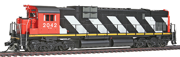 Alco C-630M - SoundTraxx Sound - Executive Line -- Canadian National #2042 No Dynamics (Stripe Scheme, black, white, red)
