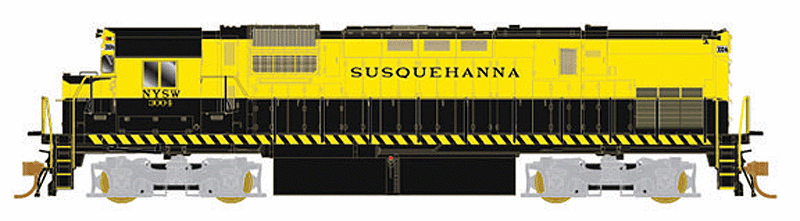 Alco C430 w/LokSound Sound & DCC -- New York, Susquehanna & Western #3008 (black, yellow)