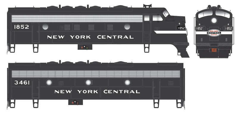 EMD F7 A-B Set w/LokSound & DCC - Executive Line -- New York Central #1842, 3470 (Cigar Band, black, white)