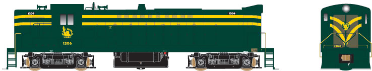 Baldwin RS12 w/LokSound & DCC - Executive Line -- Central Railroad of New Jersey #1206 (green, yellow)