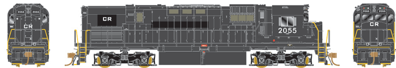 Alco C430 w/LokSound & DCC -- Conrail #2055 (Patched ex-PC black, white)-1