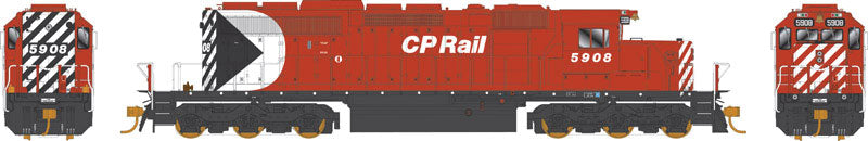 GMD SD40-2 - Standard DC -- Canadian Pacific #5908 (red, 102" Nose, Large Multimark, Corrugated Grill)