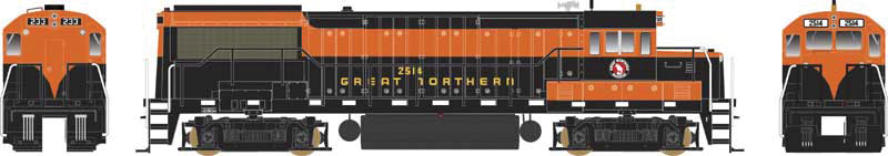 GE U25B - Standard DC - Executive Line -- Great Northern #2522 (Simplified Scheme, Omaha Orange, Pullman Green)