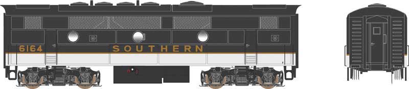EMD F7B - Standard DC - Executive Line -- Southern Railway #6164 (Tuxedo, black, white)
