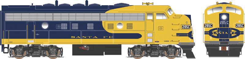 EMD F9A w/LokSound & DCC - Executive Line -- Santa Fe #286 (Warbonnet, blue, yellow, blue Nose Stripe)