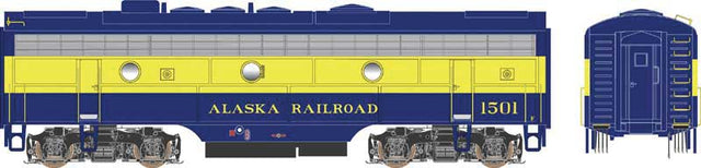 EMD F7B - Standard DC - Executive Line -- Alaska Railroad #1501 (McKinley Scheme; blue, yellow)