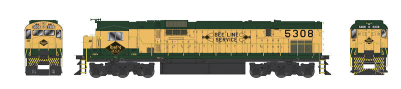 Alco C630 w/Hi-Ad Trucks - LokSound & DCC - Executive Line -- Reading #5311 (yellow, green, Beeline Logo)
