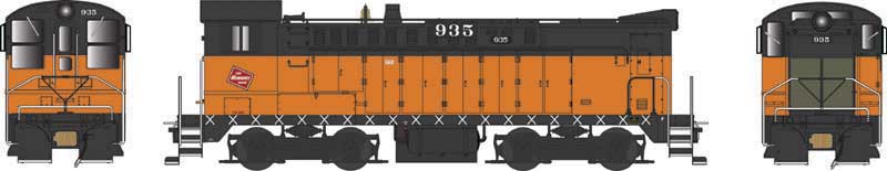 Baldwin DS 4-4-1000 - Standard DC - Executive Line -- Milwaukee Road 935 (1959 Renumbering, orange, black, Top Railings)