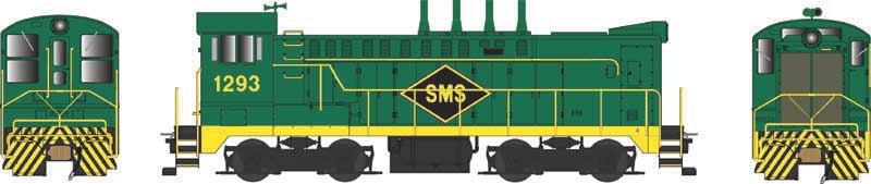 Baldwin DS 4-4-1000 - LokSound & DCC - Executive Line -- SMS Services 1293 (green, yellow, black, 4 Stacks)